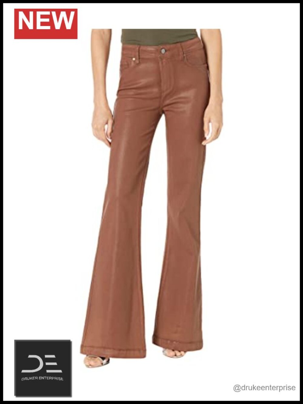 High Rise Flare Jeans with Luxe Coating - Stretchable, Dry Clean Only